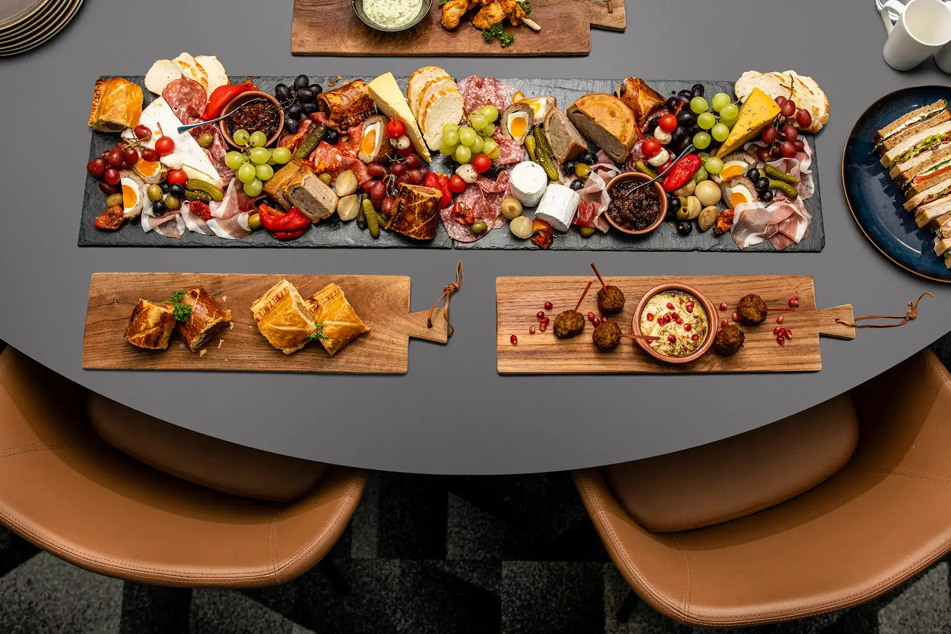 Business lunch platter in meeting room